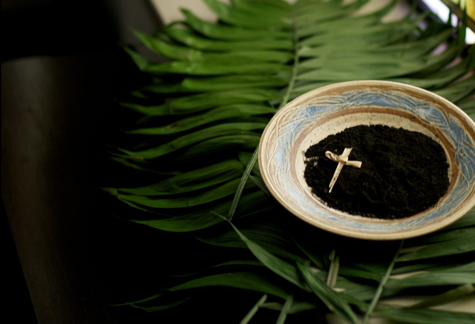 cross on palm leaves