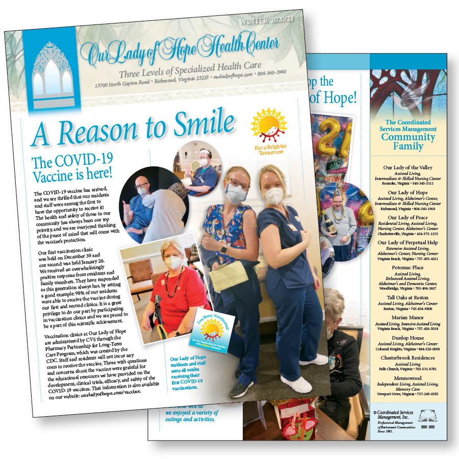 preview of Our Lady of Hope marketing newsletter